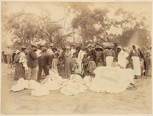 Annual distribution of blankets 1890s. Location unknown. 